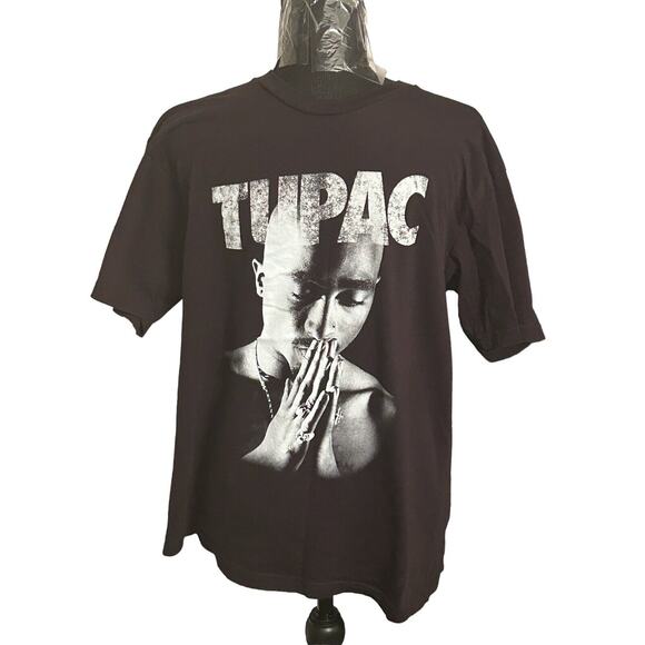 Tupac Praying Black Graphic Shirt Sz Medium - Picture 1 of 6